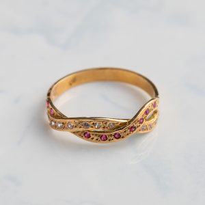 ANILLO CINTILLO CRUZADO BICOLOR